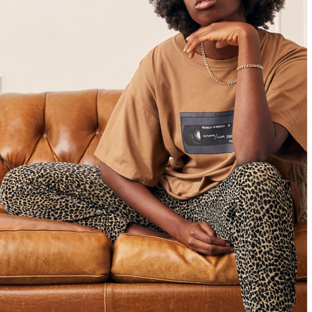 NWT 6397 Leopard Print Velour Sweatpants Size Small Black Tan Lounge Pants